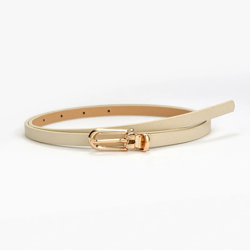 Women's Simple Solid Color PU Leather Thin Belt