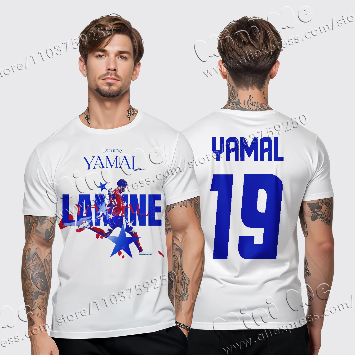 A Piece 24 Summer New 3D Printed Lamine Yamal Boys' T-shirt Ball-game Star Fashion Children Clothing Comfortable Exterior