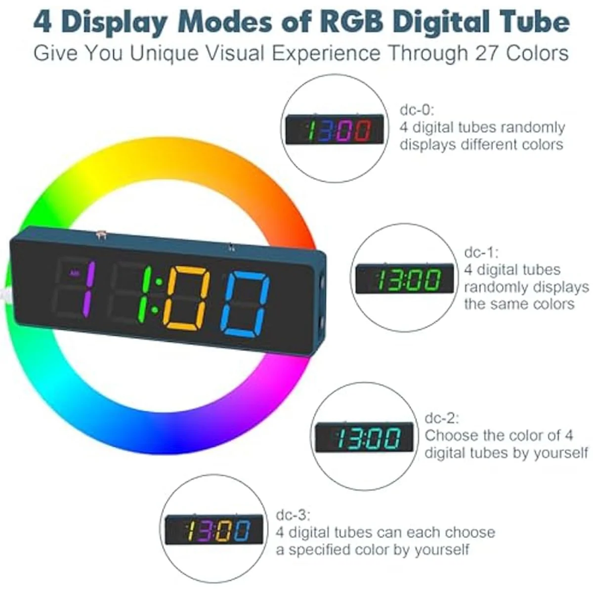 Tools Soldering Practice Kit, 4-Digit Digital Alarm Clock Kit with RGB Colorful Modes, Diplay DIY Clock Soldering Project Kit