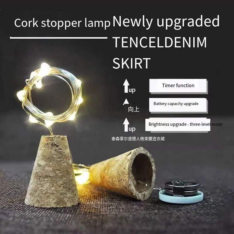 Wodden بار LED زجاجة النبيذ الفلين 2 متر سلسلة الجنية أضواء عيد الميلاد الديكور Led زجاجة أضواء عطلة الأسلاك النحاسية أضواء سلسلة