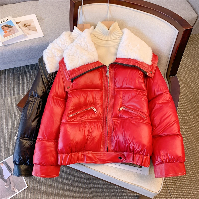 

2023 Winter New Cotton Clothes Women Casual Short Thick Collar Loose Clothes Korean Version All-match Cotton Jacket Women