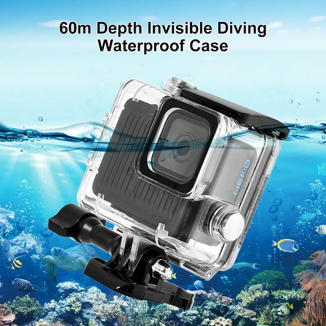 PULUZ 60m / 196ft Wodoodporna obudowa ochronna z klamrą Podstawowe mocowanie i śruba do GoPro HERO 4K 2024 Pokrowiec do nurkowania — zdjęcie produktu 2