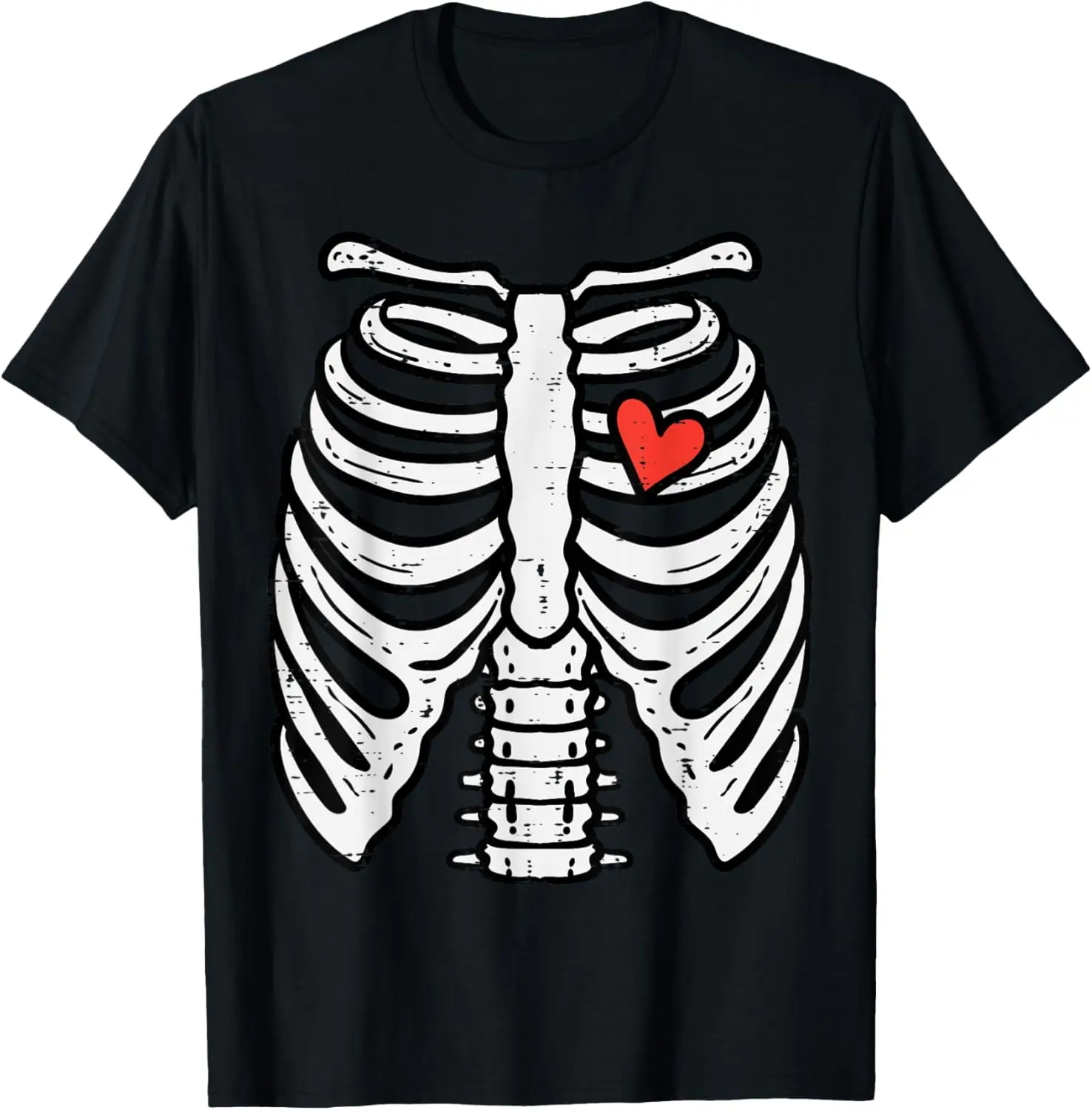 Halloween Skeleton Rib Cage Heart Costume Men Women Kids T-Shirt