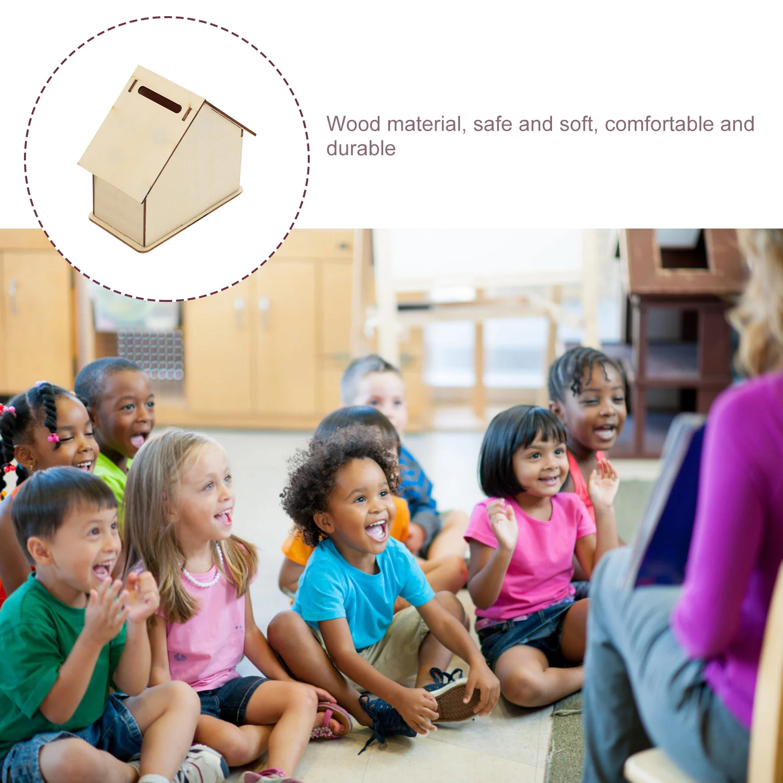 3 szt. Drewniany domek - skarbonka DIY, niedokończona skarbonka dla dzieci do samodzielnego malowania, drewniana skarbonka DIY