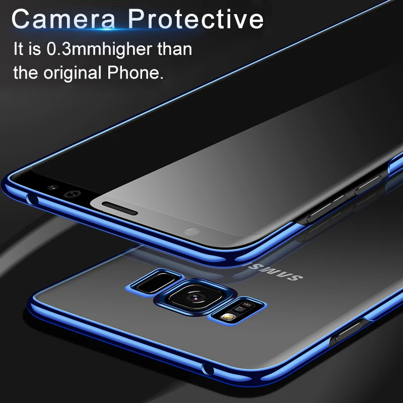 Luxury Silicone Plated Soft Case For Samsung Galaxy S8 S9 S10 Note 9 10 Plus 20 Ultra Clear Plating Cover