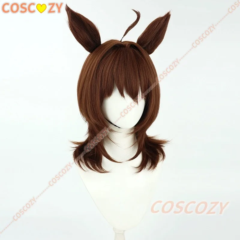 Anime Umamusume Pretty Derby Agnes Tachyon 코스프레 가발 갈색 머리 귀와 꼬리 여성 소녀 할로윈 파티 롤 플레잉 액세서리