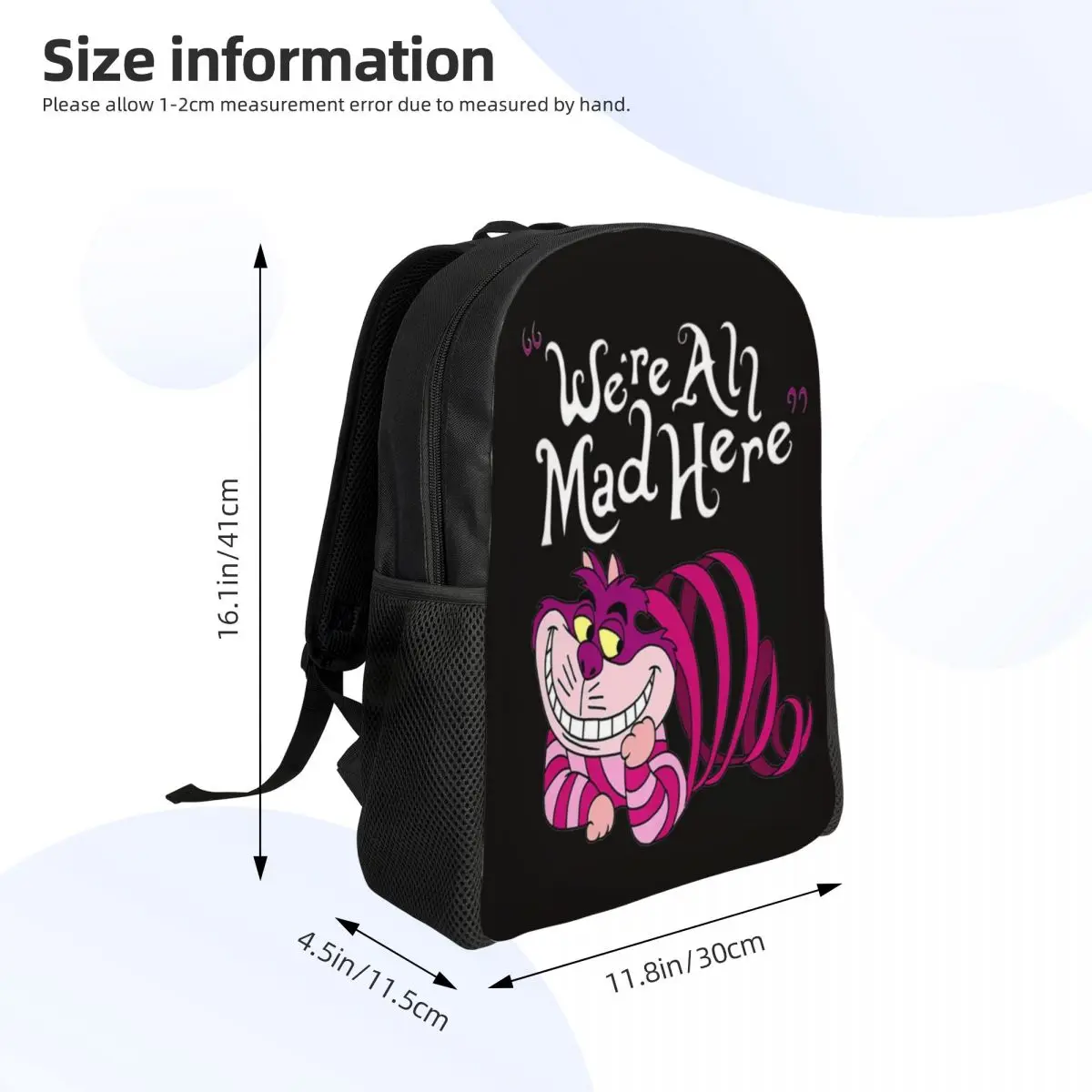 Cheshire Cat Rugzak Dames Heren Casual boekentas voor School College We're All Mad Here Cat Bags