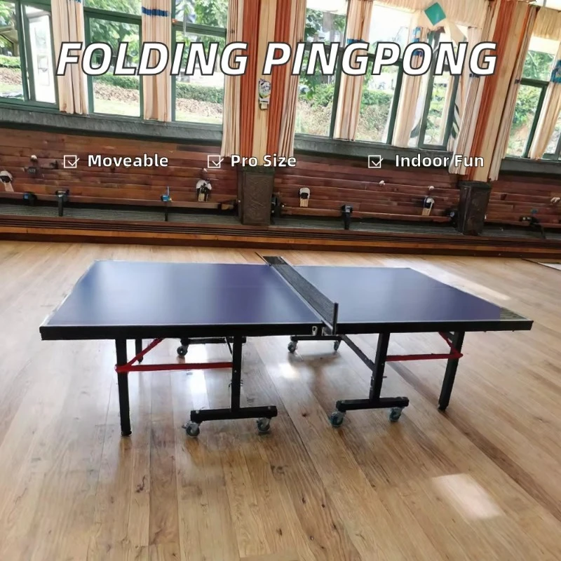 Double 18mm Folding Tennis Table Indoor Movable Standard Size Pingpong Table