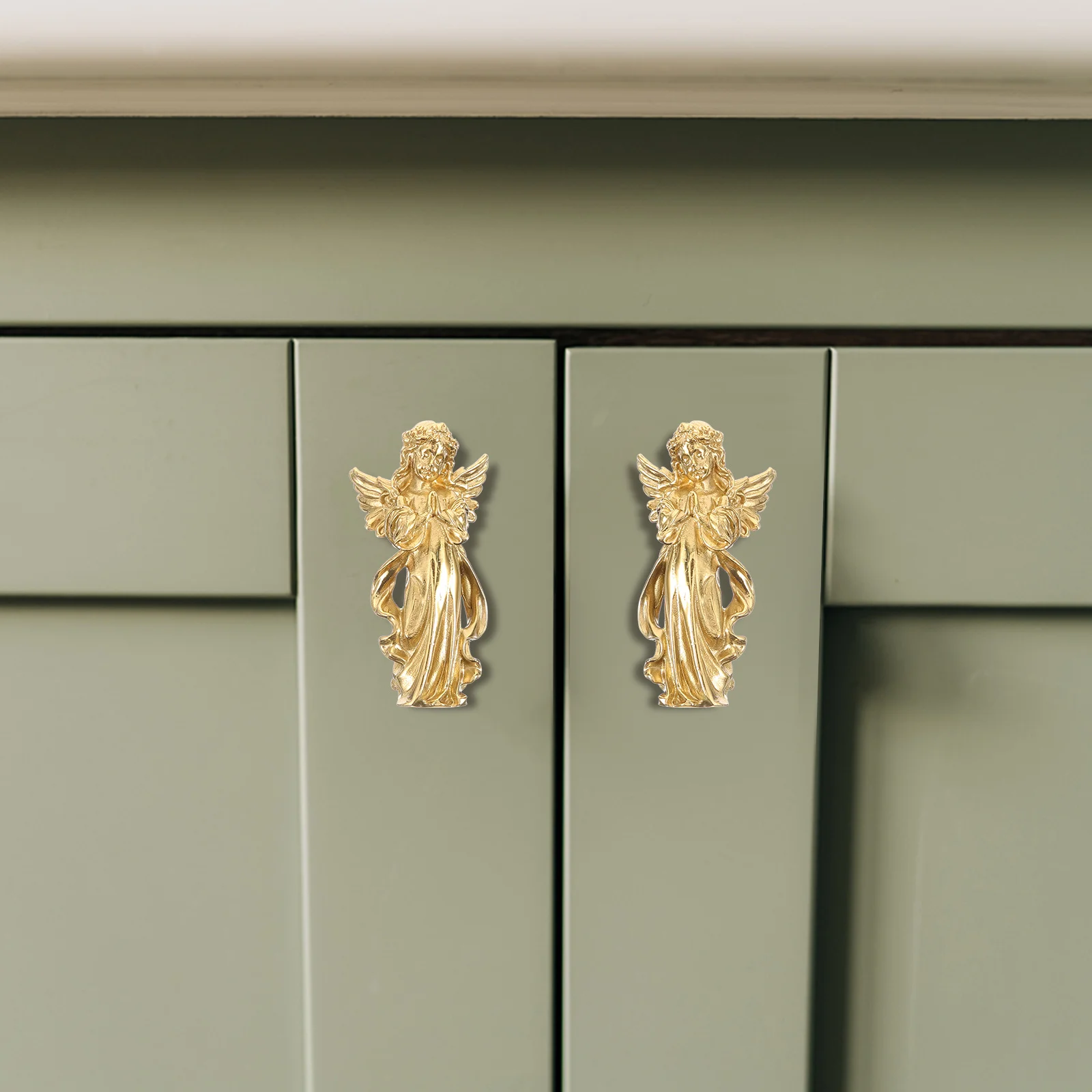 

Retro Brass Door Handle Right Hand Furniture Pull Handle Charming Angel Design Cabinet Drawer Wardrobe Furniture Accessory