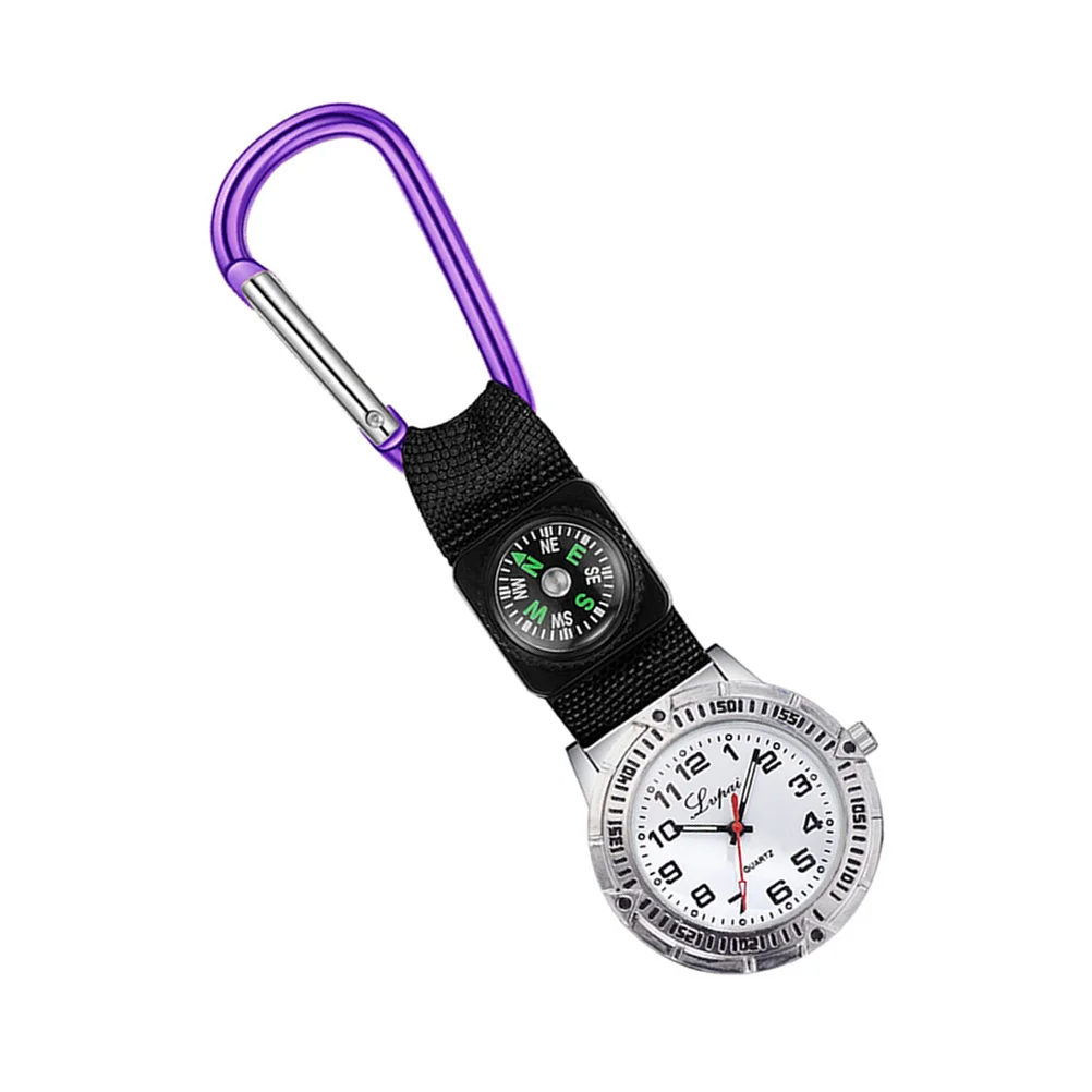 

Nurse Mountaineering Watch Women Purple Carabiner Watches Outdoors Backpacking Gift Clip-on Glow-in-dark Pocket for Doctors