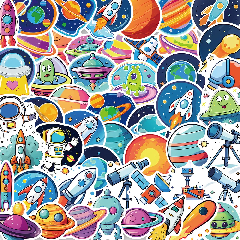 

10/50PCS Space Astronaut Galaxy Stickers For Notebook Kscraft Scrapbook Cartoon Cute Sticker Craft Supplie Scrapbooking Material