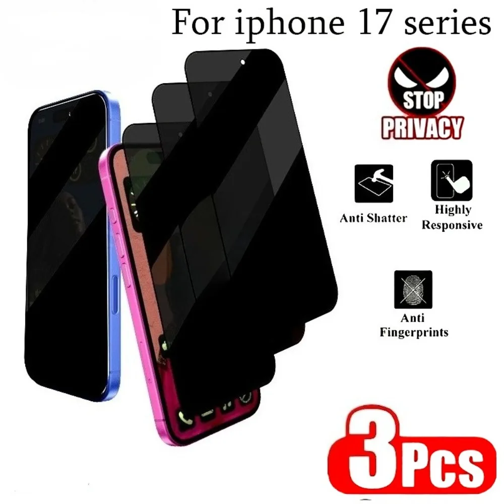 3 Stück Anti-Spionage-Hartglas für iPhone 17 16 15 Pro Max Air 16e 15 Plus Displayschutzfolie für iPhone 14 13 12 11 Pro XR XS Max