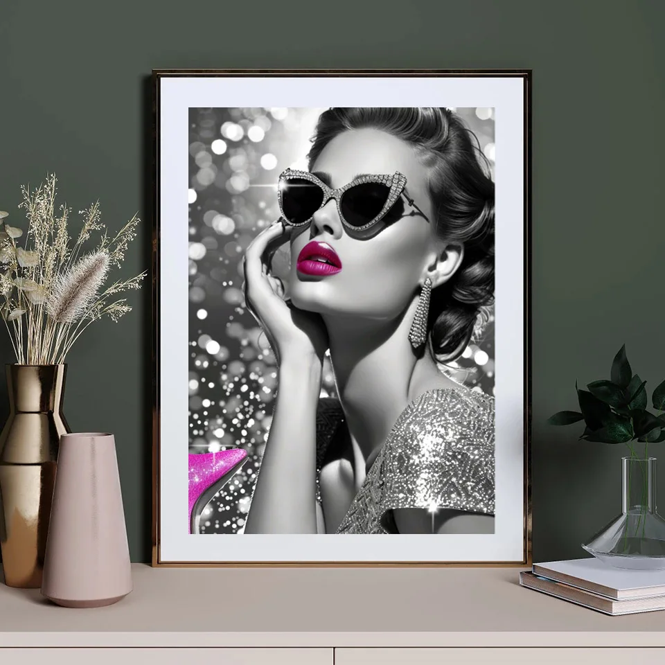 Full Diamond Painting Art New 2024 Sexy Woman With Red Lips High Heels Cross Stitch DIY Mosaic Diamond Embroidery Home Decor