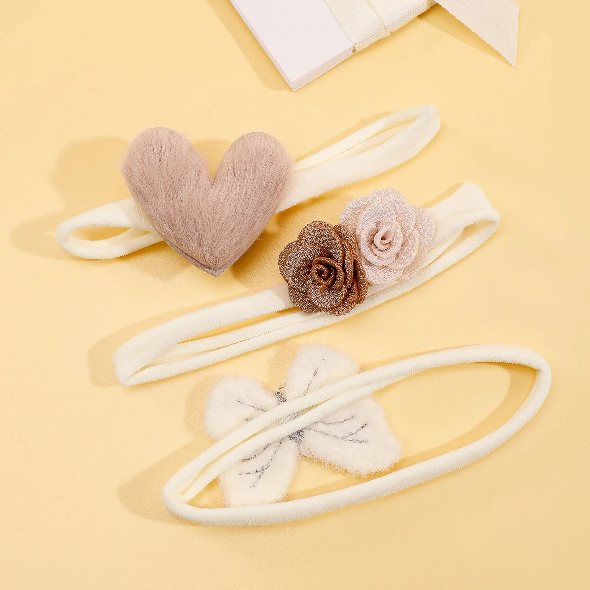 4PCS  Heart Shape Bow Floral Design Toddler Headbands Baby Elastic Headbands Kids Hair Accessories Headbands for Baby Headwear