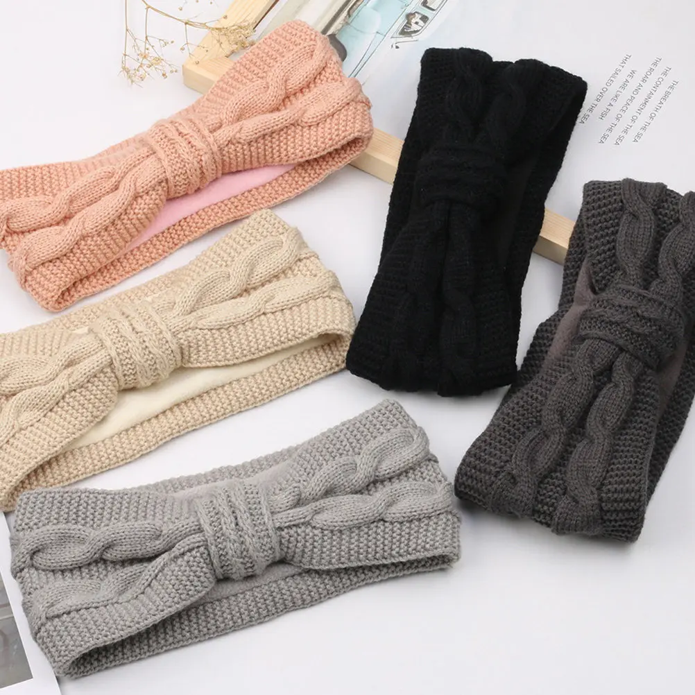 5Pcs Soft Stretchy Wide-Brimmed Headband Fashionable Lightweight Cloth Headband for Exercise Outdoor Travel Makeup Daily Wear