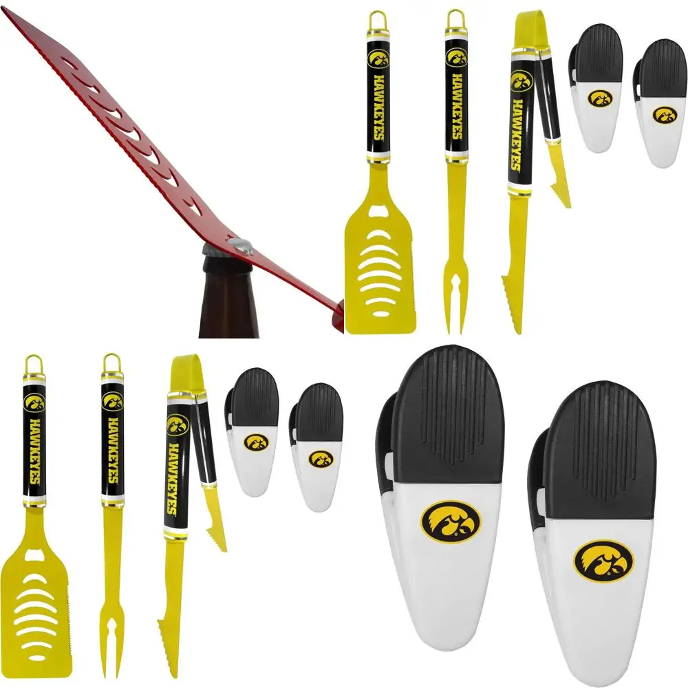 

Iowa Hawkeyes 3-Piece Logo BBQ Tool Set with Chip Clips, Team Color, One Size