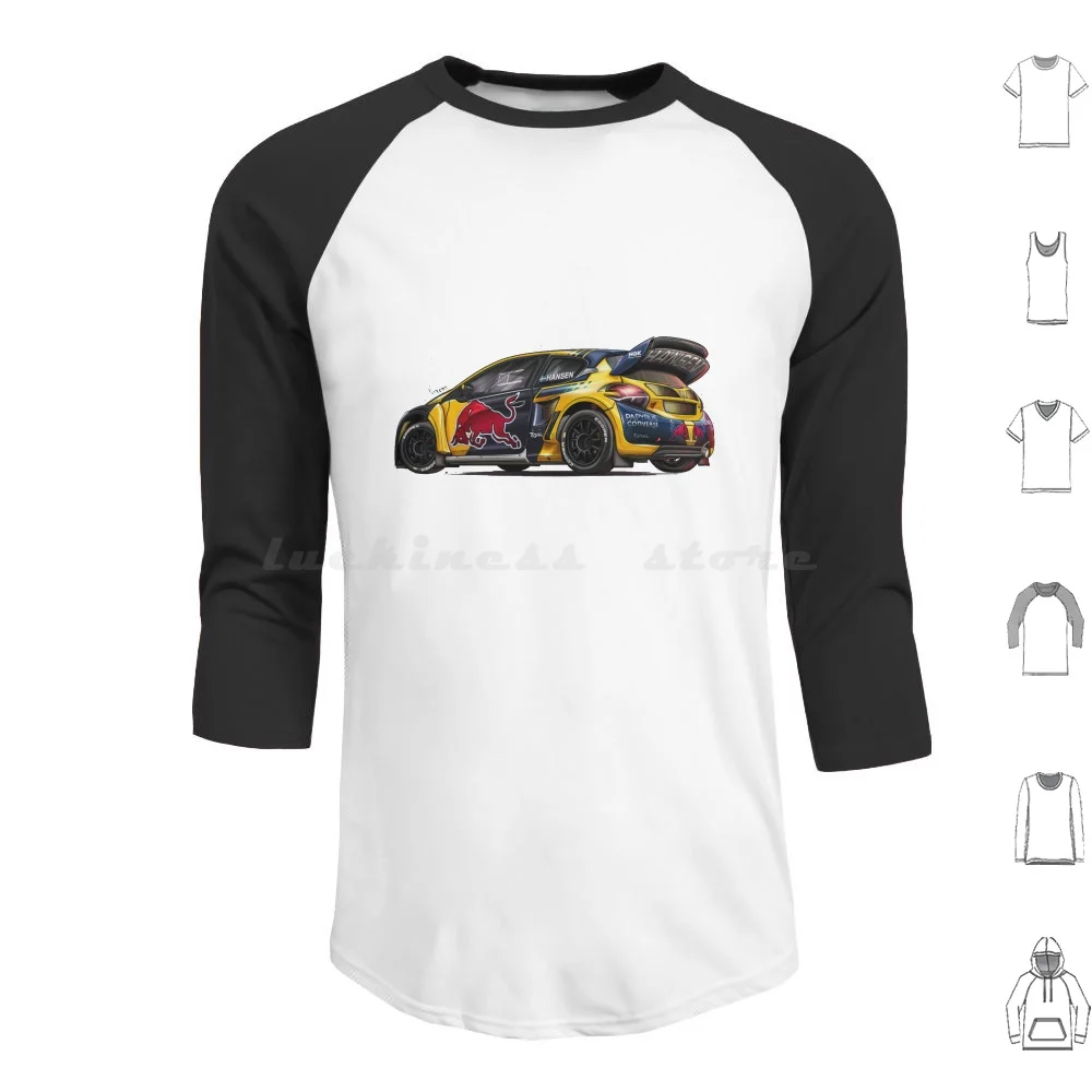 Kevin Hansen's 208 Wrx Hoodies Long Sleeve Dirt Dirt3 2 0 Fia World Rallycross Racing Rally Rallying Car Cars Speed