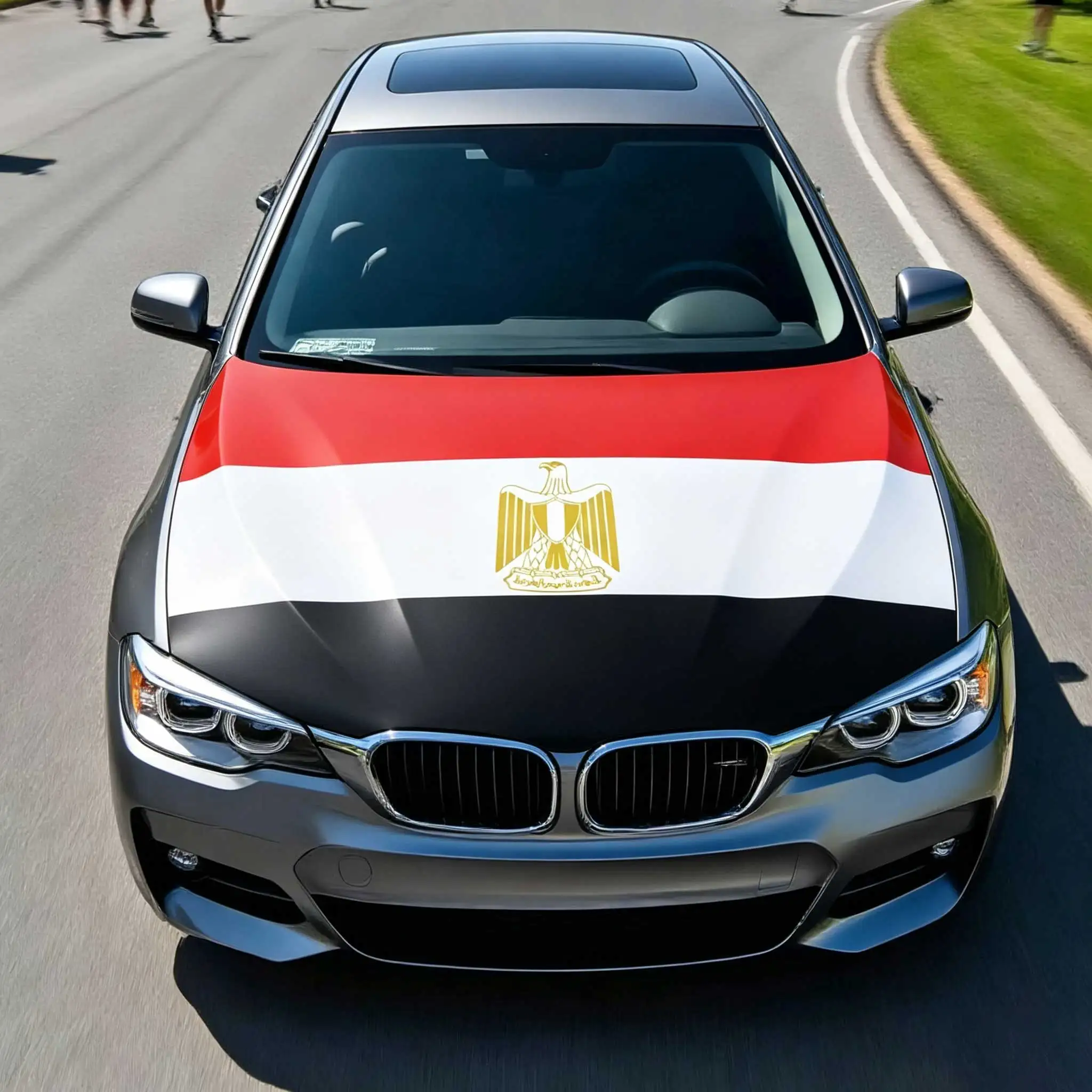 3.8x5.3fts National Gypt Flag Banner Car Hood Cover Flag Elastic Fabrics Engine Cover For Decoration