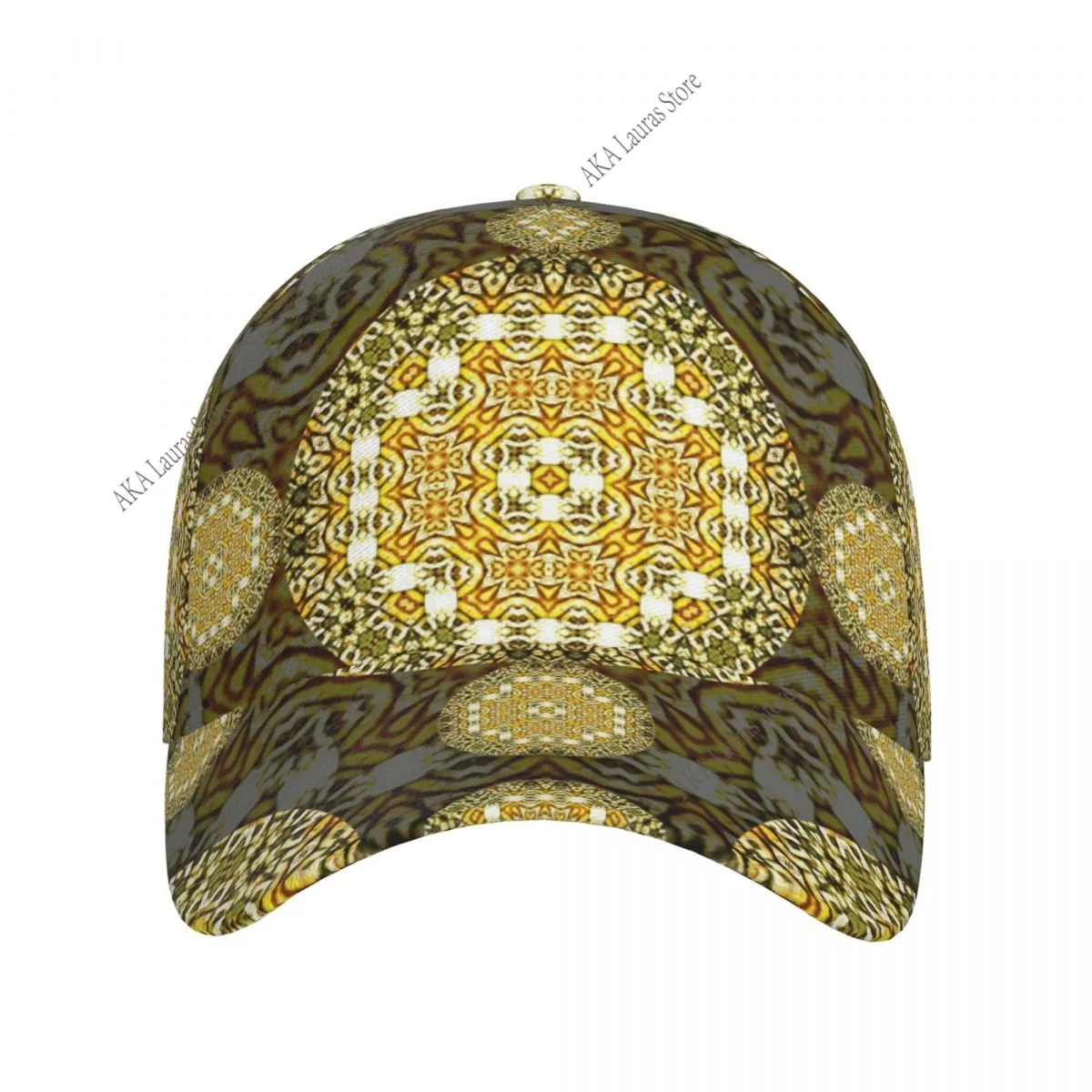 Golden Abstract Symmetrical Women and Men DIY Print Text Design Cap Summer Sun Hat Unisex Wholesale