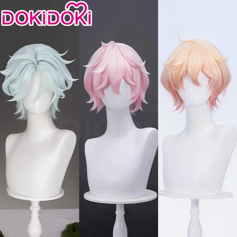 

qq28LQIN STOCK Dahlia Game Genshin Impact DokiDoki Men Pink Hair Mondstadt Ifa Cosplay Free Wig Cap