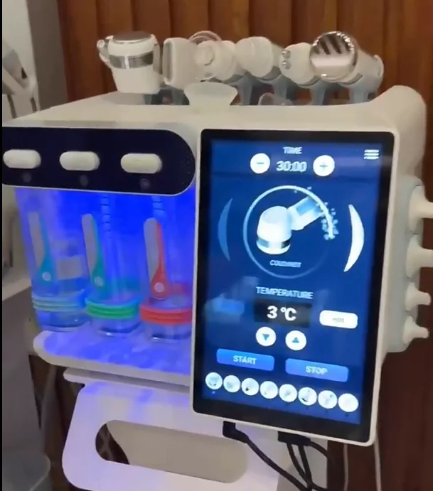 Professional 8-handle water-light skin rejuvenation device, exfoliating, vacuum radio frequency, deep cleansing and brightening.