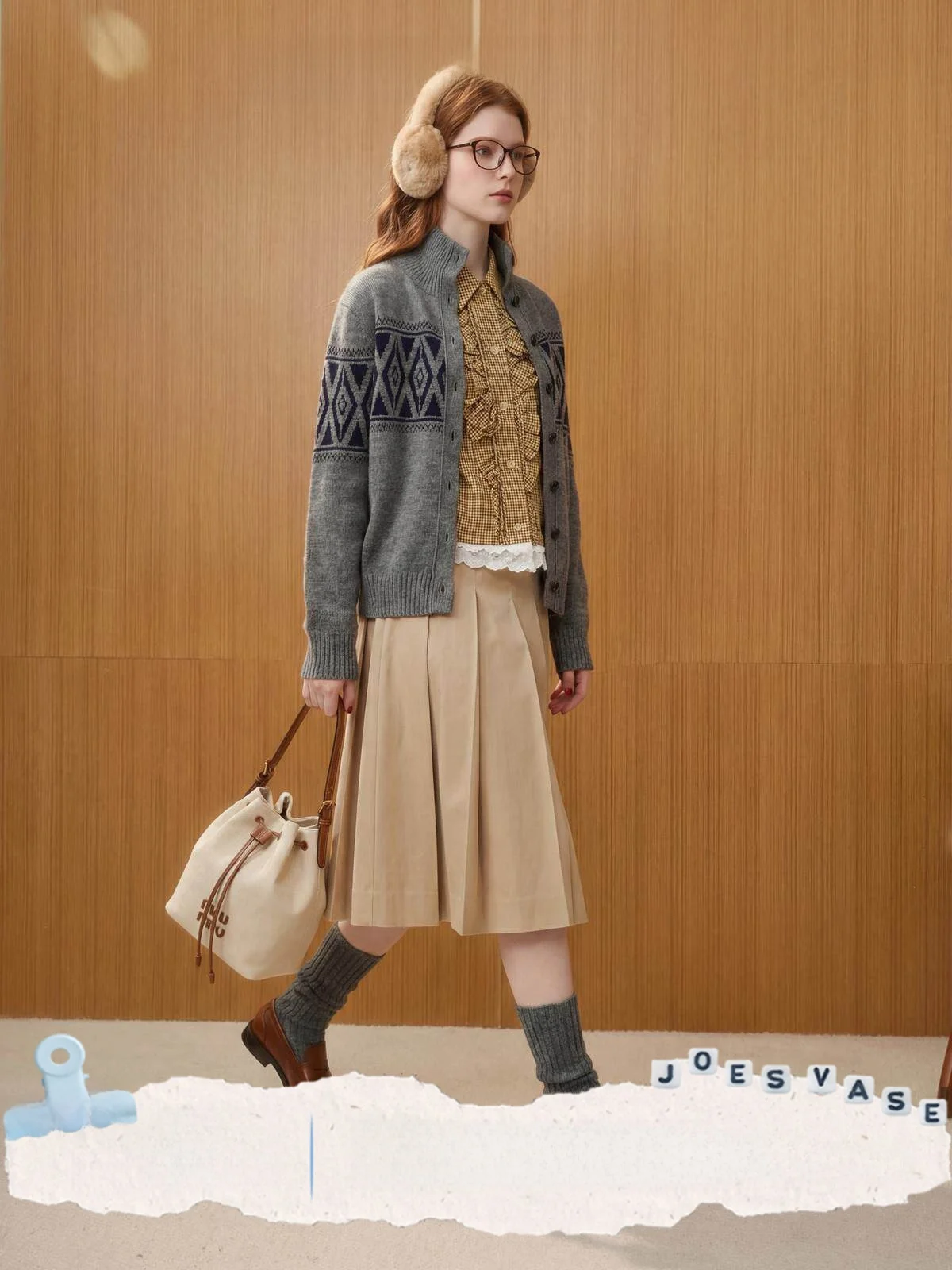 

Loose Knitted Cardigan Women's Sweater Vintage Design Jia Huizun Fall Winter New Sle Long Sve Regular Length Single Button