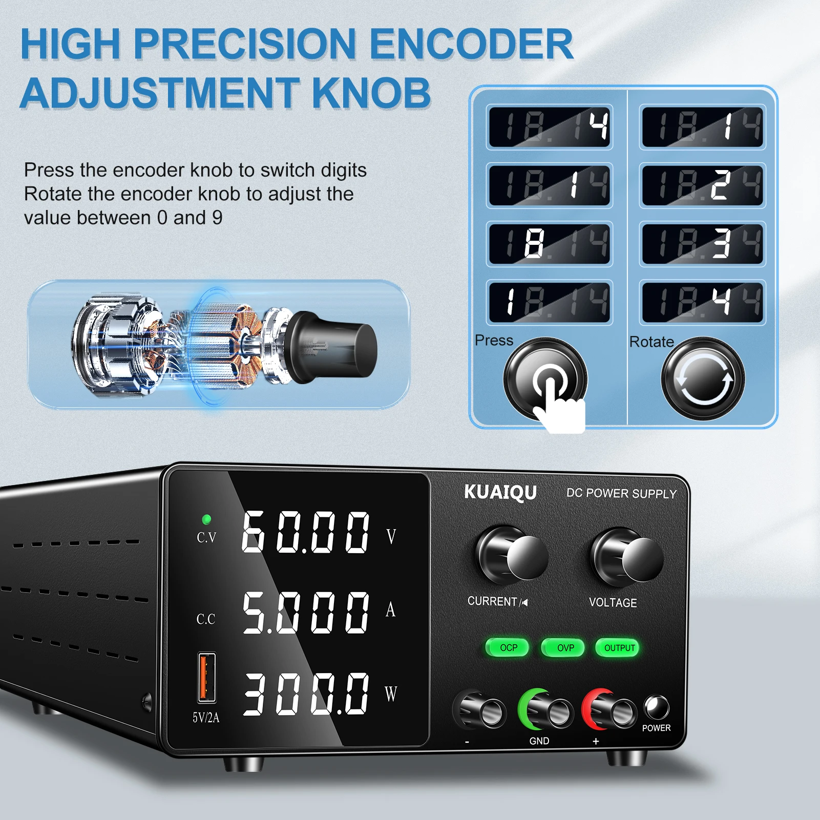 KUAIQU 60V 5A 300W Switching Power Supply SPPS-G605 OCP OVP Short Circuit Protection AC DC Voltage Regulator SMPS 48V 30V 24V 5V