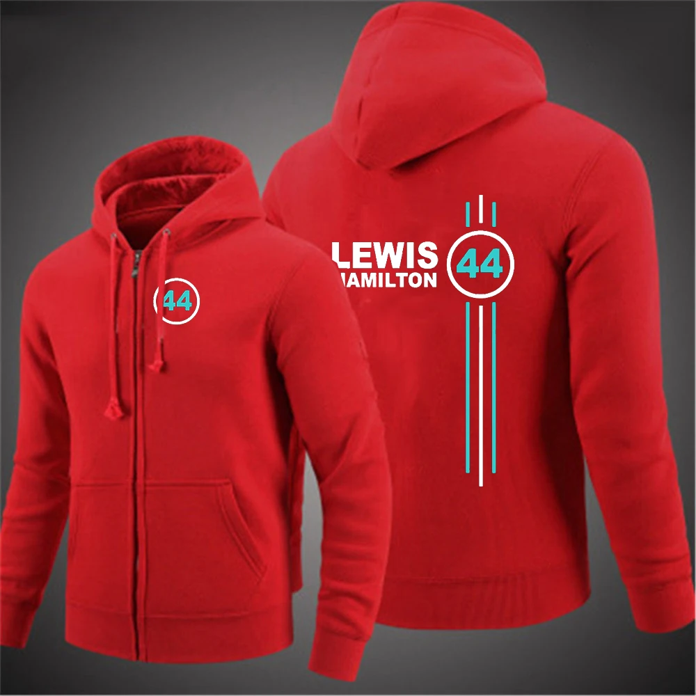 F1 driver Lewis Hamilton digital 44 Harajuku Zip Sweatshirt Winter Jacket Clothes Popular Hoodie Men Pocket Long Sleeve Tops