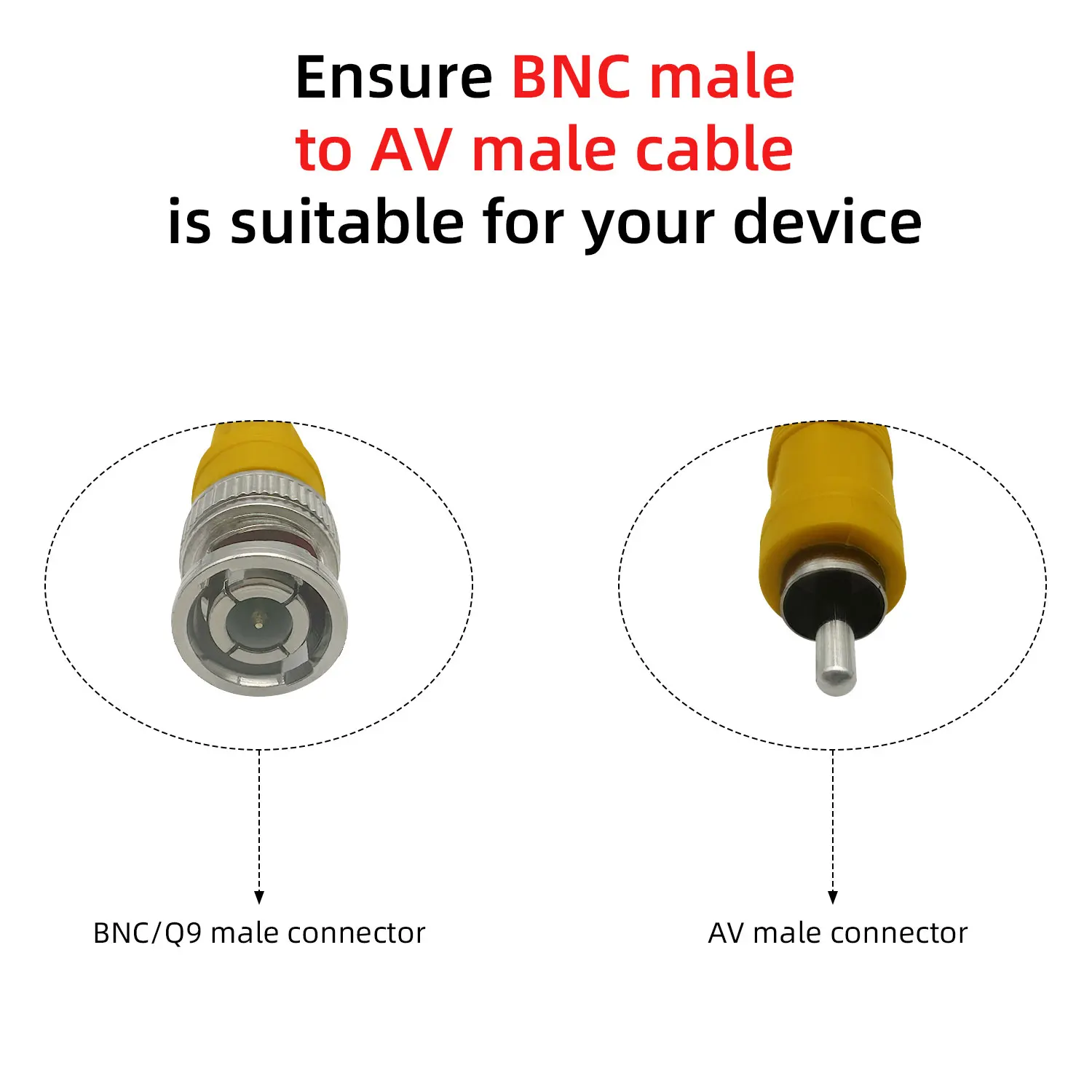 BNC to RCA Male Extension Cable for Surveillance High Definition Video Signal Converter Security Camera Monitor Connection Cable