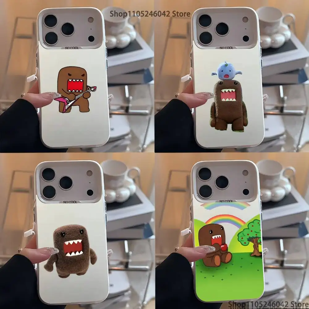 

Cute D-Domo kun For iPhone 17,16,15,14,13,12,11,Mini,Pro,E,SE4,XS,MAX White Shockproof Candy Matte Cover