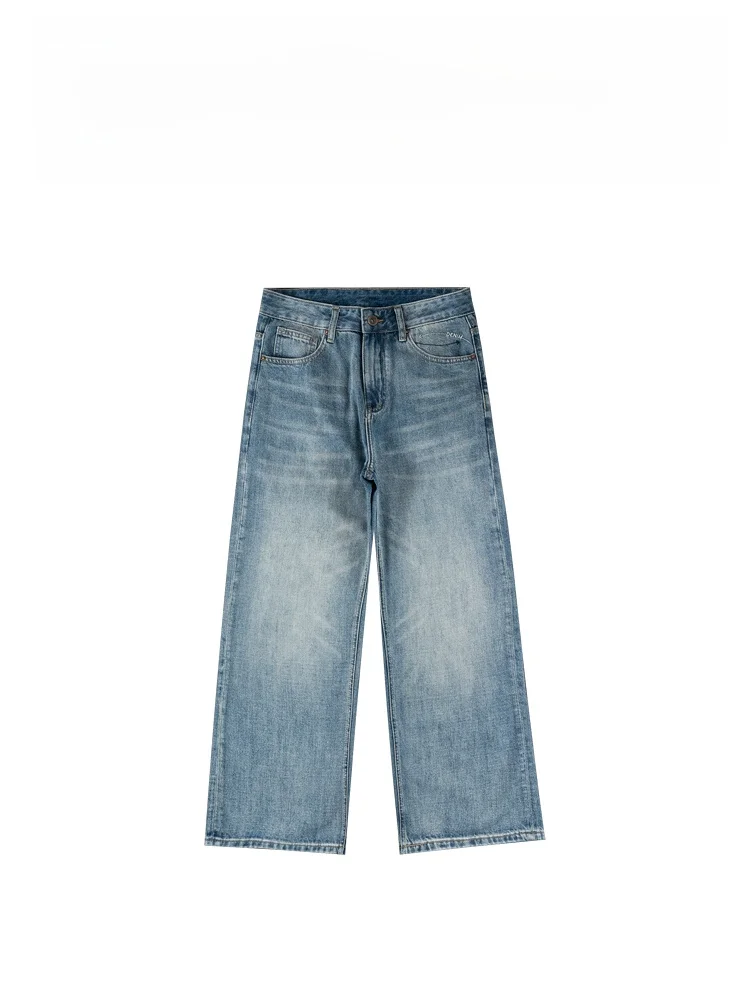 

Casual Sle Loose Wide Leg Jeans Light Blue Faionable Spring High Street Pants Youth Cotton Polyester Blend Breathable