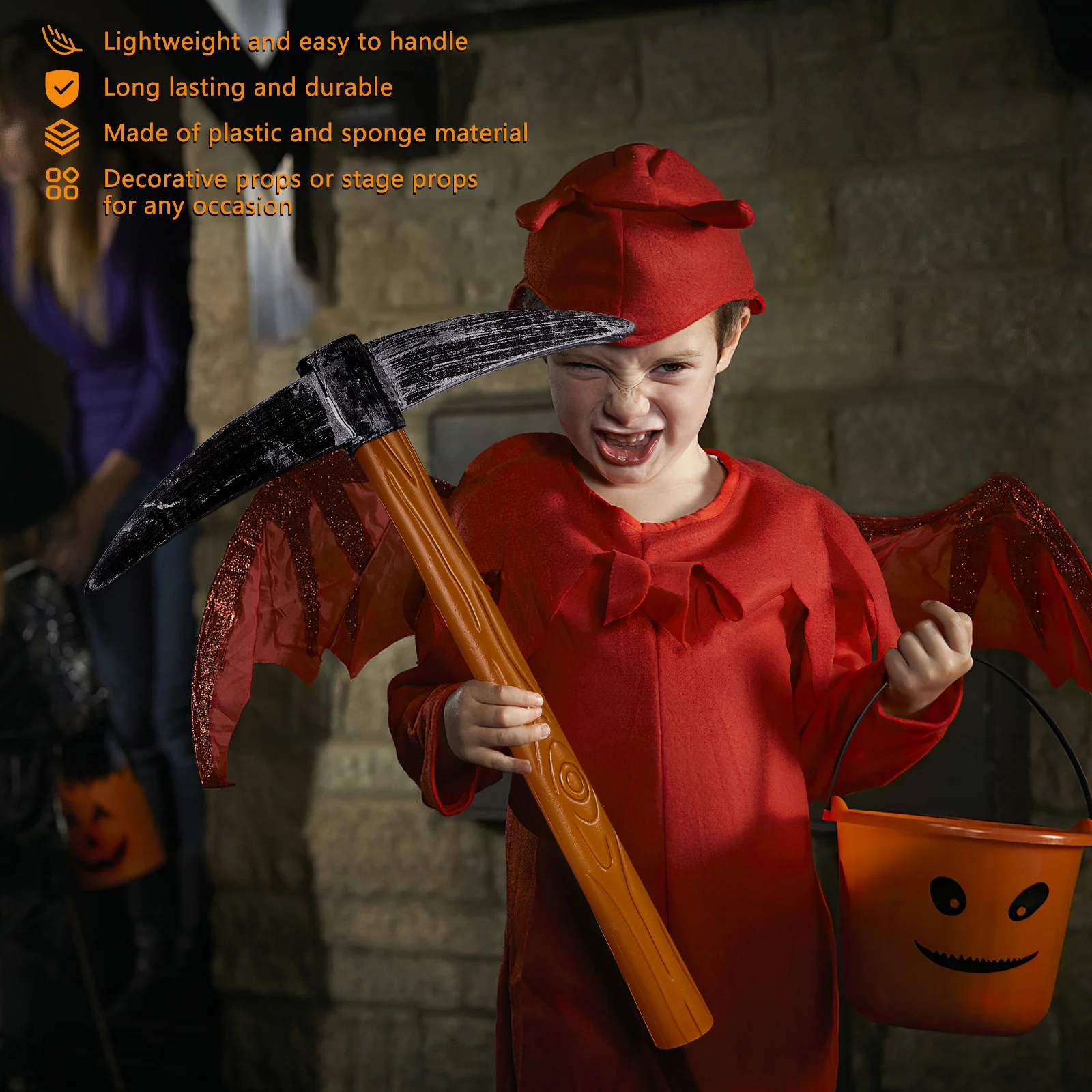 

3pcs Pickaxe Props Plastic Sponge Material Durable Party Performance Festival Decoration Fancy Dress Photo Booth Accessory