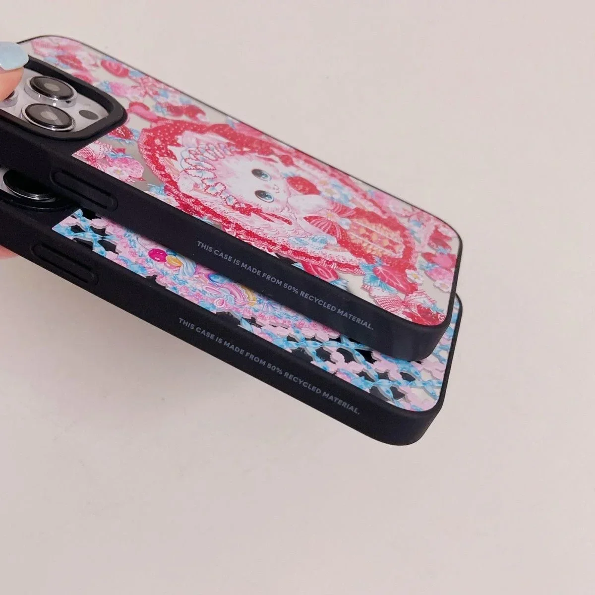 Pink Cat Mirror Surface Phone Case Cover for IPhone 11 12 13 14 15 16 Pro Max Case for IPhone 16 Pro Max