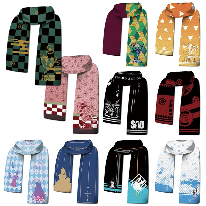 Demon Slayer Kimetsu No Yaiba Anime Scarf Winter Warm Neck Wrap Kamado Tanjirou Agatsuma Zenitsu Tomioka Giyuu Cosplay Accessory