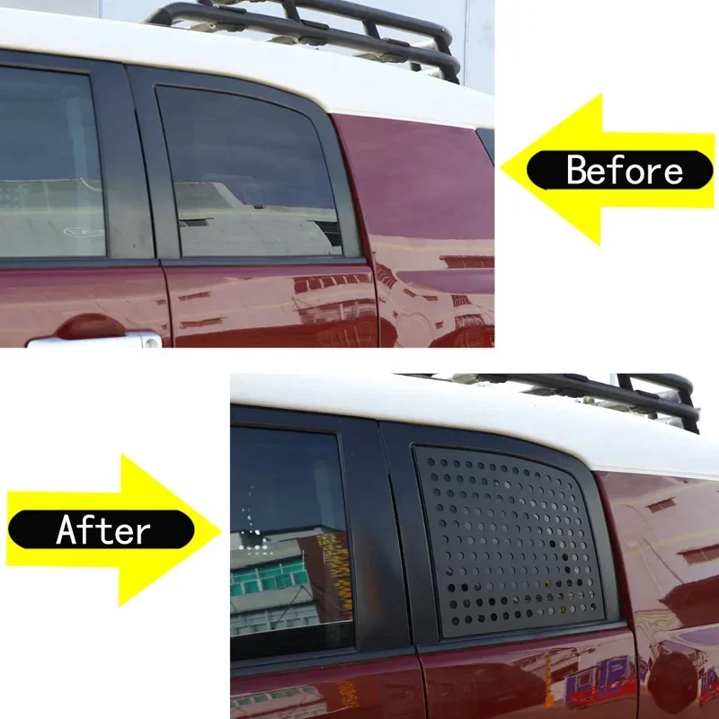 

2Pcs Aluminum Alloy Black For 2007-2021 Toyota FJ Cruiser Car Styling Rear Window Honeycomb Protective Plate Car Accessories