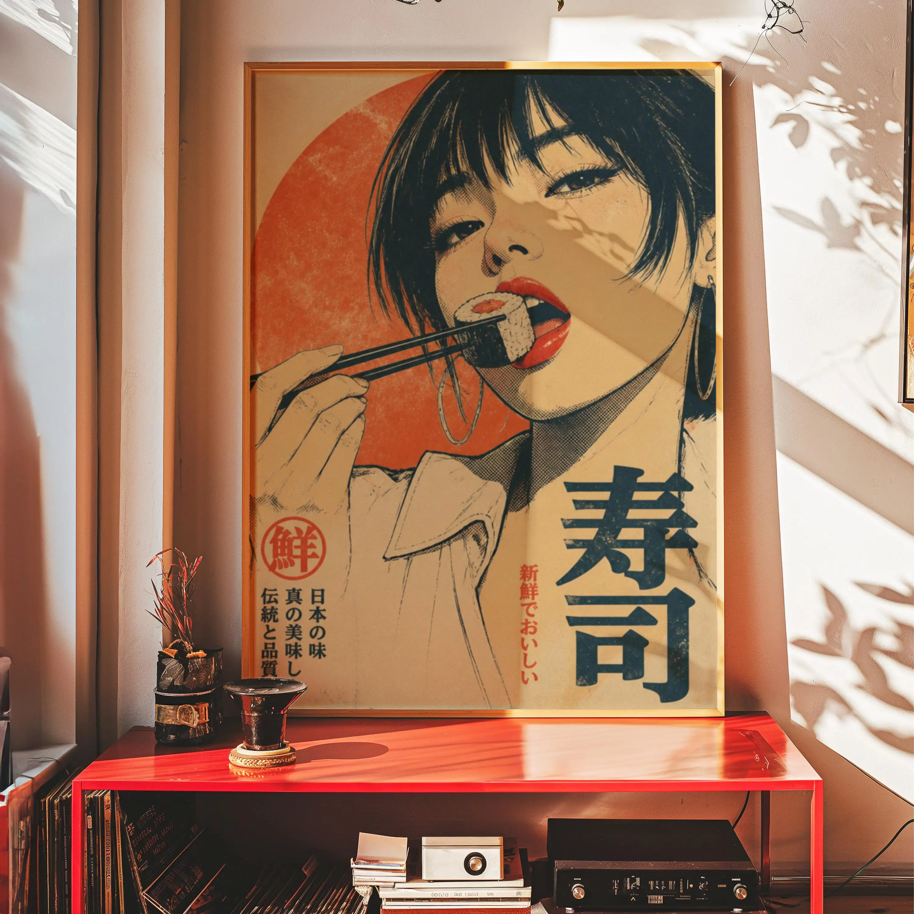 ヴィンテージ風の日本の少女がタバコを吸っているポップアートポ - Japanese Tokyo Lifestyle のレビューと価格