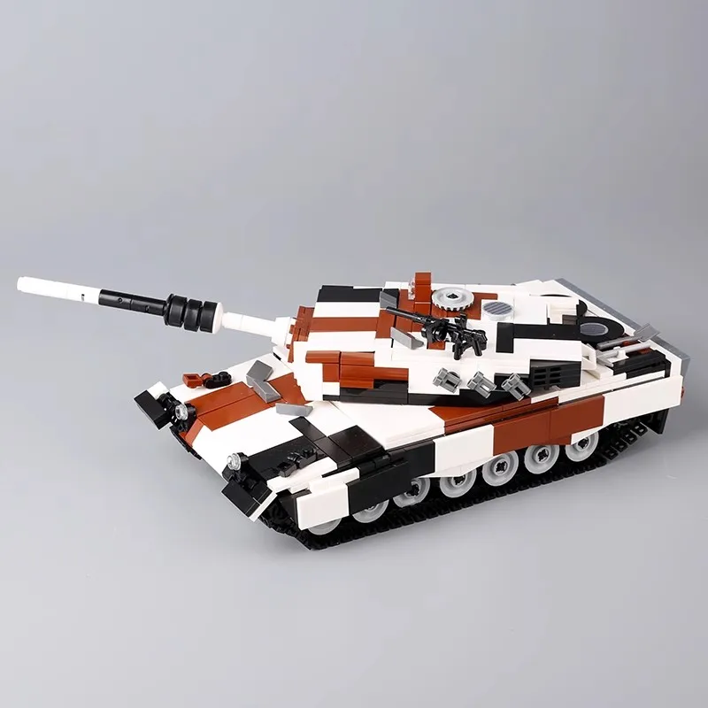 MOC Building Blocks Winter Camouflage German Leopard 2 Main Battle Tank Model Children\'s DIY Assembled Brick Toy Birthday Gift