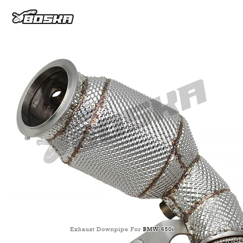 Modified Heat Shield Lower Exhaust Tube with 100/200/300-Cell Catalyst, Compatible with BMW 650/650i F06/F12/F13 4.0T 2011-2017