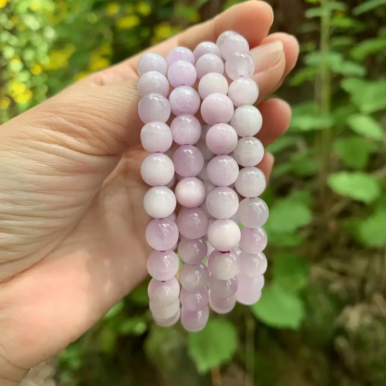 6-7MM Natural Spodumene Quartz Kunzite Bracelet Woman Man Wealthy Titanium Beads From Brazil Jewelry AAAAA