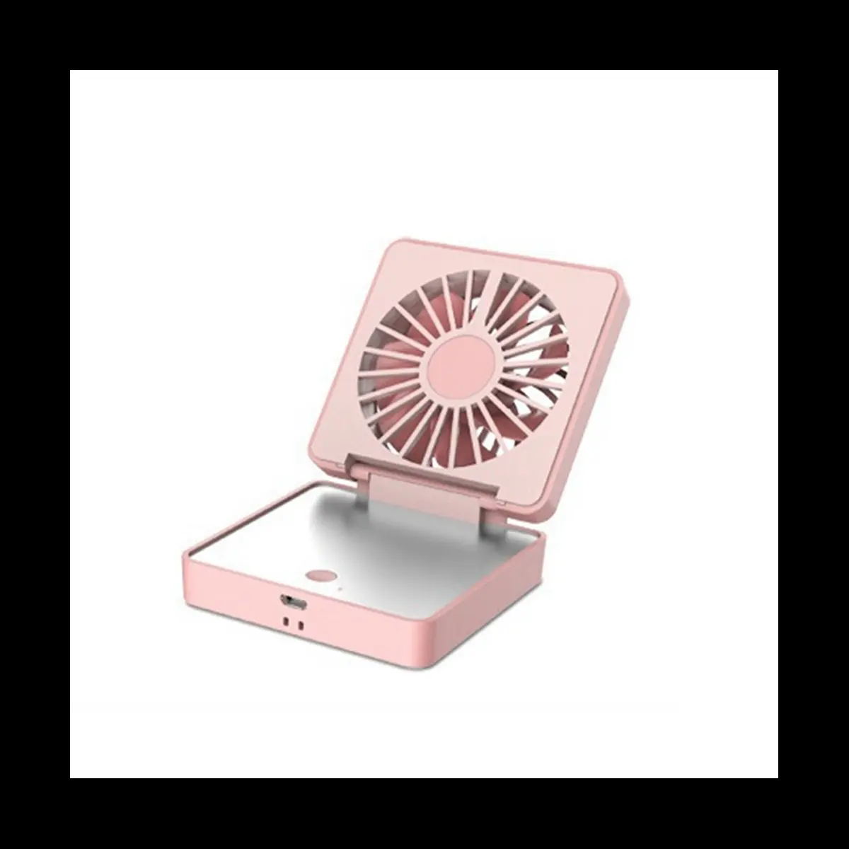 

HGHO 2-Speed Portable Mini Fan Compact Mirror Folding Convenient USB Rechargeable Beauty Air Cooling Fan,Pink