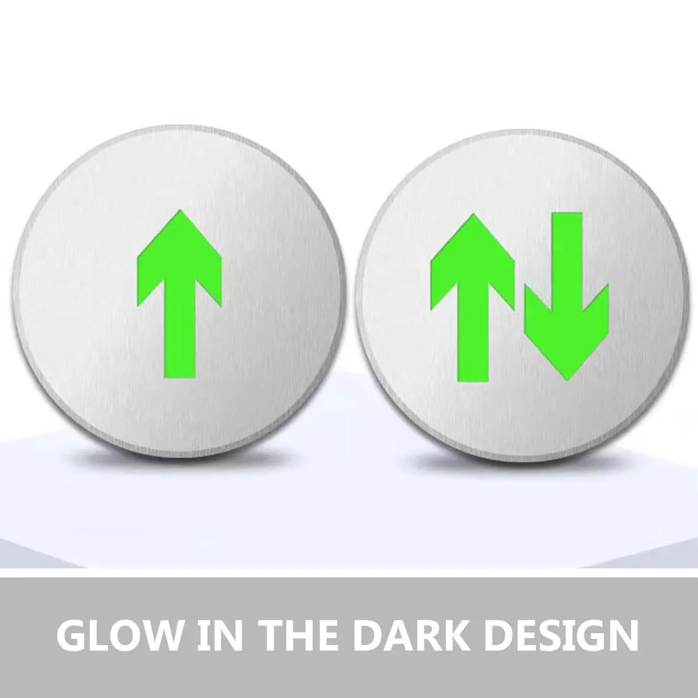 

2 шт., знак безопасности со стрелкой из нержавеющей стали, светящийся выходной напольный указатель для аварийных побегов, высокая яркость