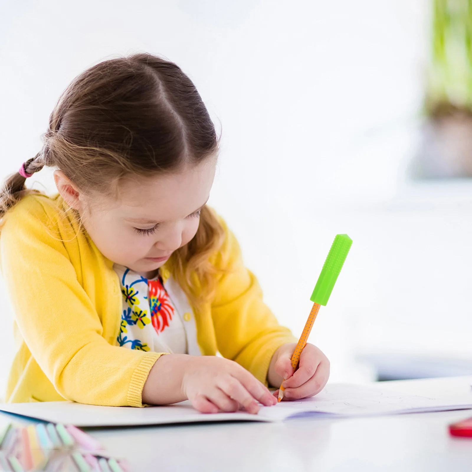 

Chewable Topper Soft Silicone Eraser Caps Sensory Kids Pencil Eraser Topper Green Colorful Writing Aid Chewy Caps For