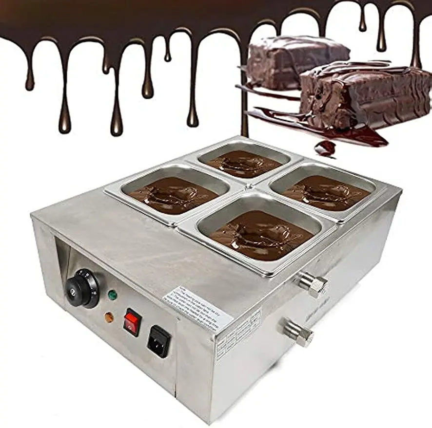 1000W 8kg Electric Heating Chocolate Lighter Metal Maker 4 Furnaces Fondue Set