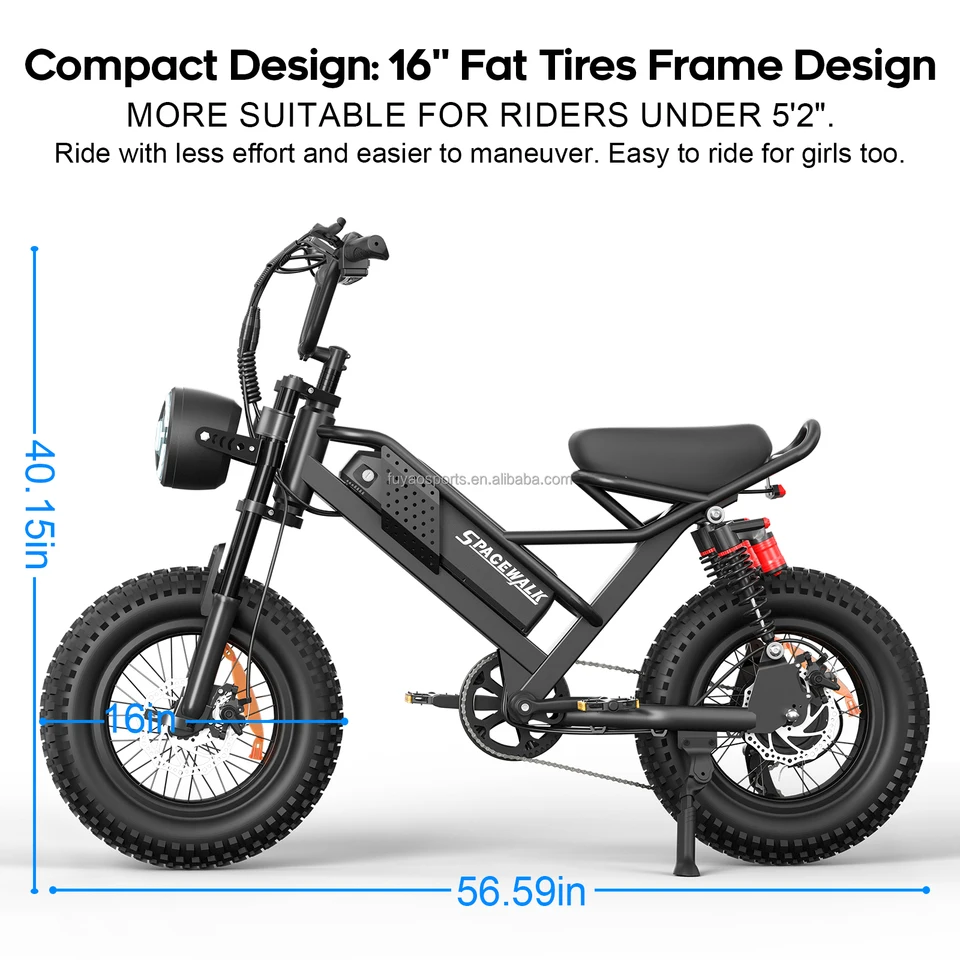 M6 electric bicycle peak 1500W motor 48v15.6ah battery 16 inch tire mountain e bike children riding mini Electric motorcycle image 8