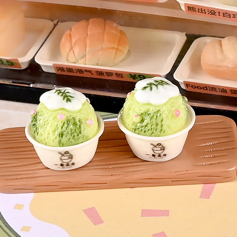 6 pçs/set casa de bonecas sorvete smoothie jam sorvete cone modelos em miniatura cozinha decoração para casa brinquedo comida crianças fingir jogar brinquedos-brinquedo