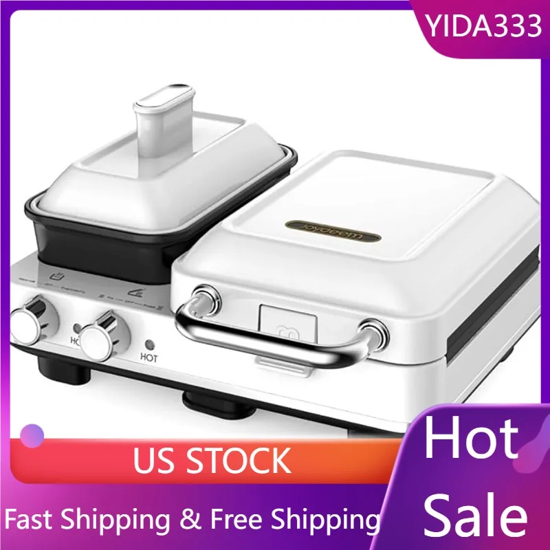 

Joydeem 4-in-1 Breakfast Station, Multifunctional Breakfast Maker, Sandwich Maker with Egg Boiler, Panini Press Grill, White
