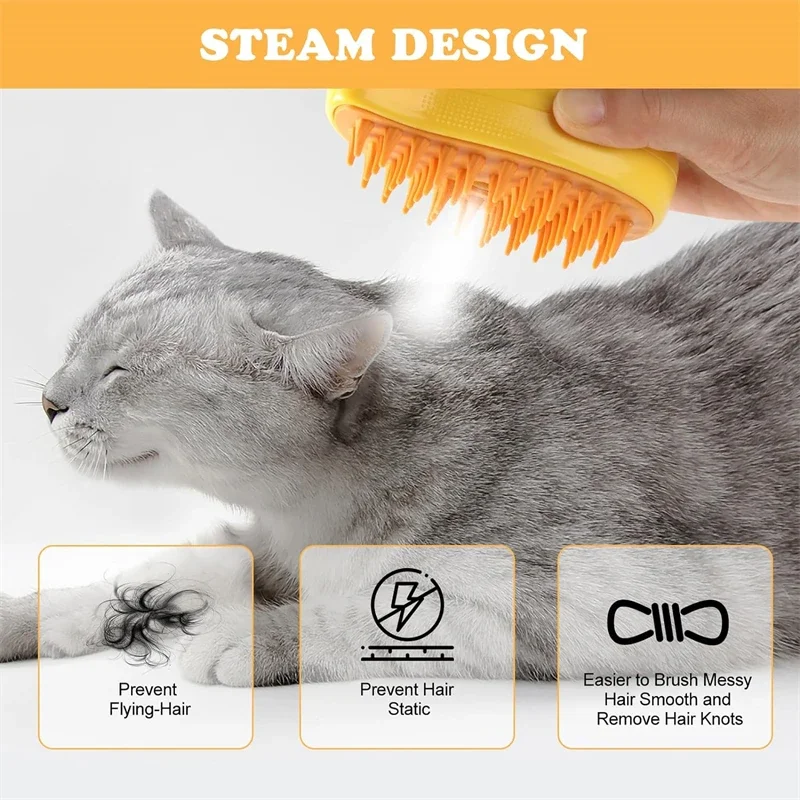 Cat Steam Brush Steamy Dog Brush Electric Sprayer for Massage Pet Grooming tool Shedding 3 in 1 Electric Sprays Massage Combs