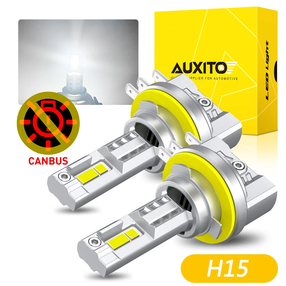2Pcs AUXITO H15 LED Bulb Error Free Turbo Headlight For Volkswagen Golf 6 7 Spotlights High Beam DRL 60W 30000LM Car Ampoule 12V