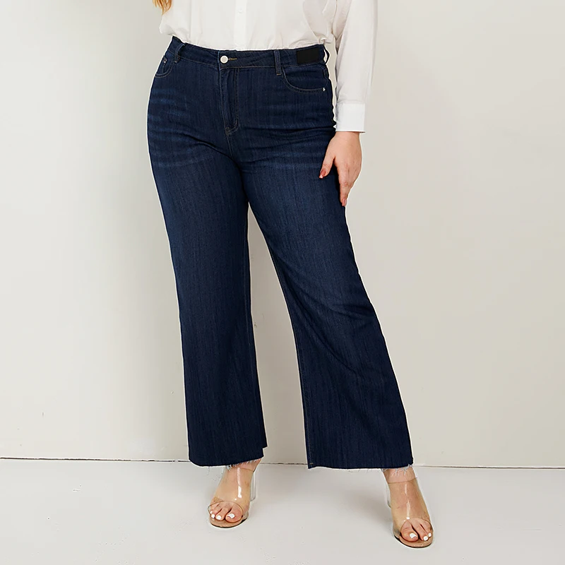 Women Wide Leg Jeans Plus Size Loose Denim Jeans for Summer 175 cms Tall Curve Lady Pants High Waist Washing Full Length Bottoms