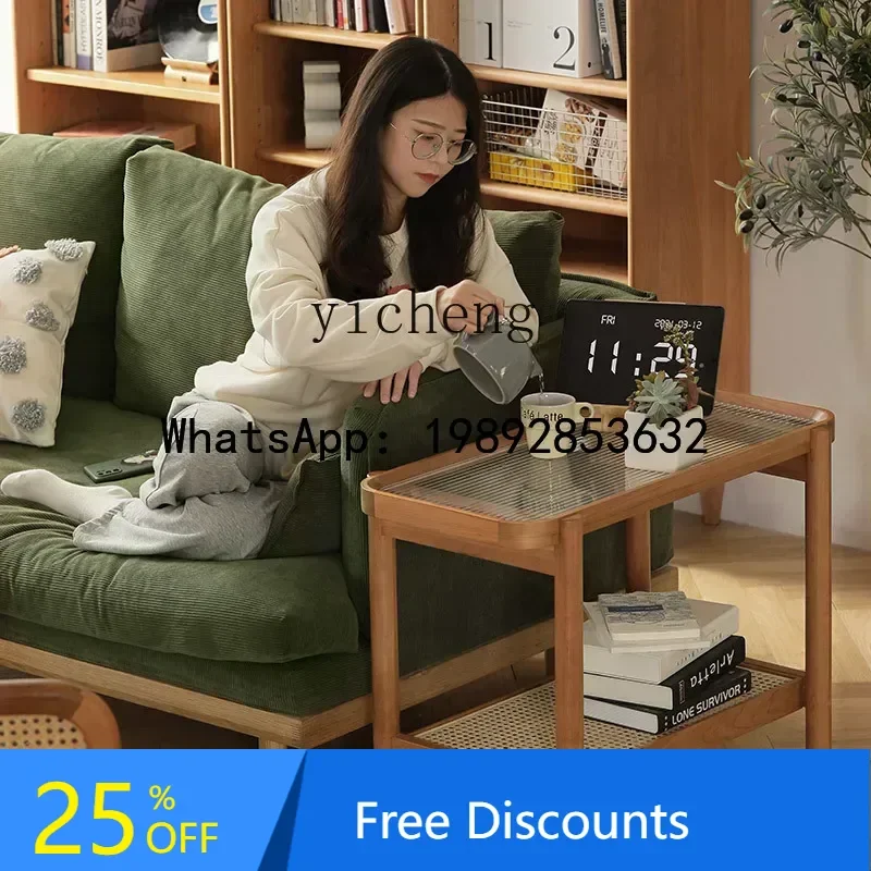 coffee table solid wood rattan cherry wood living room household small apartment rectangular table